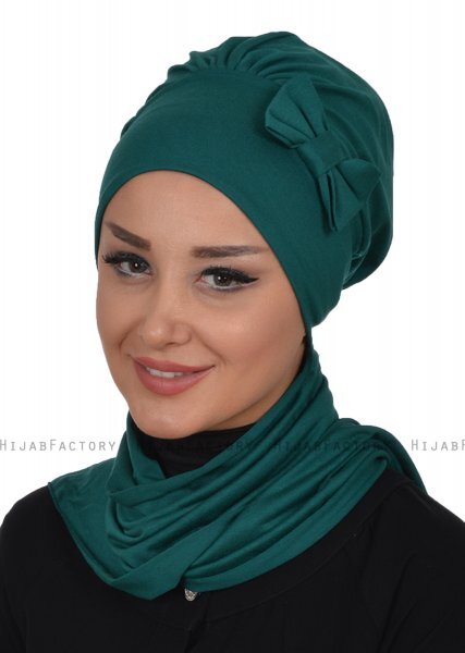 Bianca - Turbante Di Cotone Verde Scuro