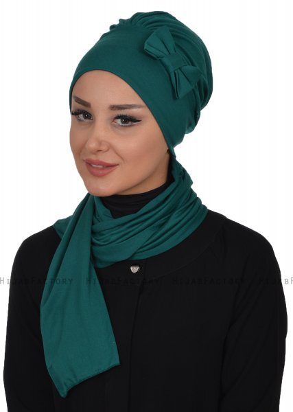 Bianca - Turbante Di Cotone Verde Scuro