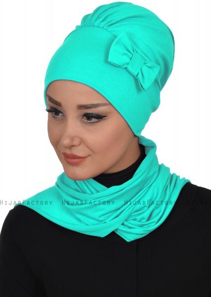 Bianca - Turbante Di Cotone Turchese