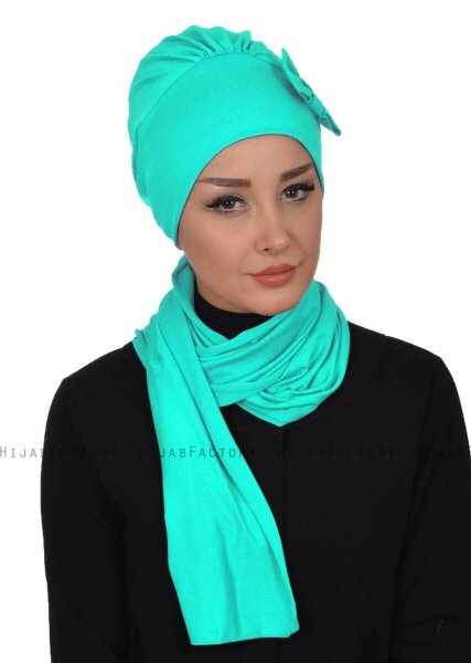 Bianca - Turbante Di Cotone Turchese