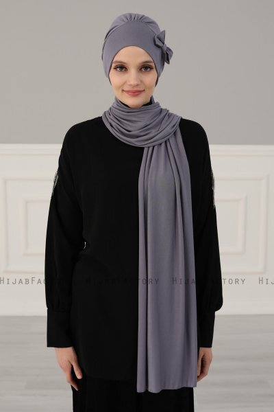 Bianca - Turbante Di Cotone Grigio
