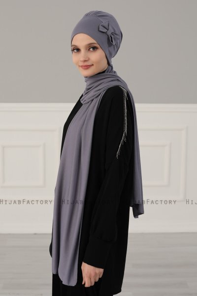 Bianca - Turbante Di Cotone Grigio