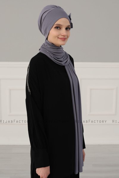 Bianca - Turbante Di Cotone Grigio