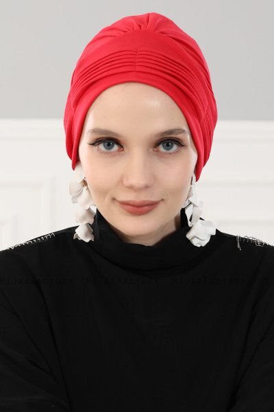 Linda - Turbante Di Cotone Rosso - Ayse Turban