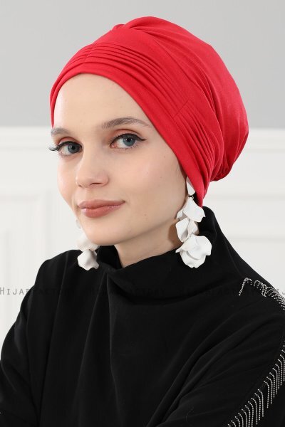 Linda - Turbante Di Cotone Rosso - Ayse Turban