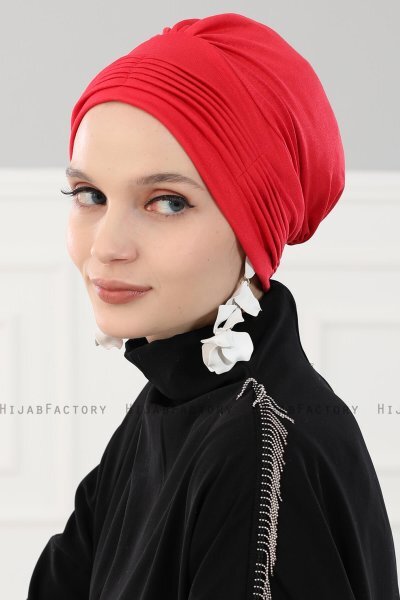 Linda - Turbante Di Cotone Rosso - Ayse Turban