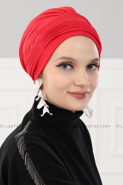 Linda - Turbante Di Cotone Rosso - Ayse Turban