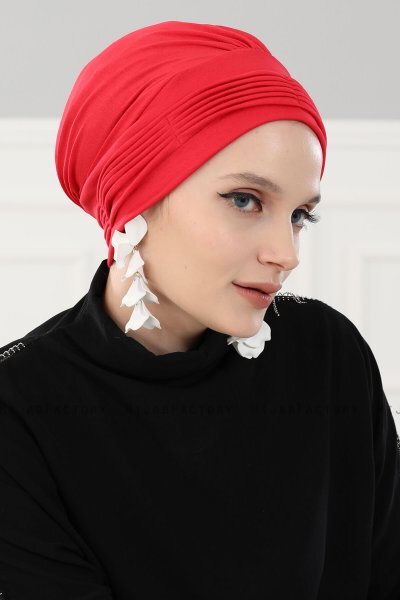 Linda - Turbante Di Cotone Rosso - Ayse Turban