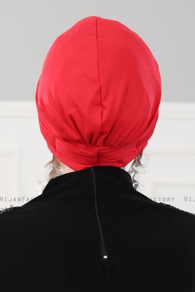 Linda - Turbante Di Cotone Rosso - Ayse Turban