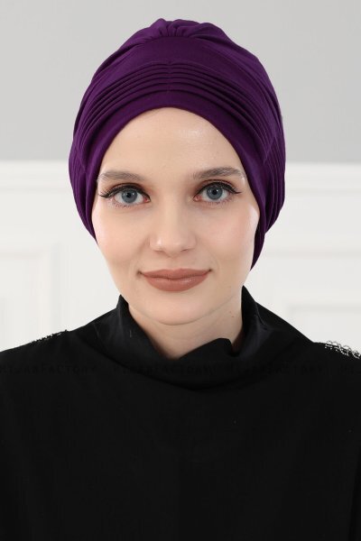 Linda - Turbante Di Cotone Viola - Ayse Turban