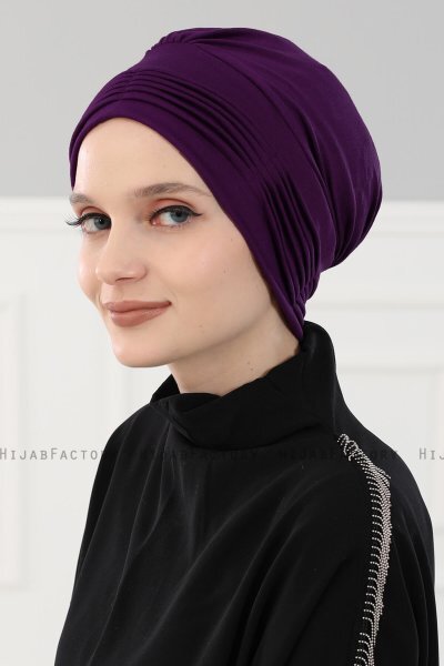 Linda - Turbante Di Cotone Viola - Ayse Turban