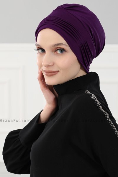 Linda - Turbante Di Cotone Viola - Ayse Turban