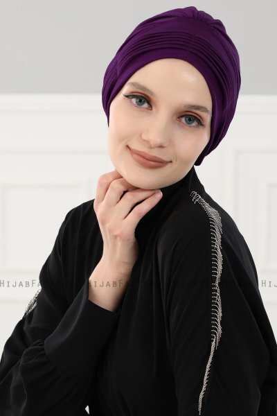 Linda - Turbante Di Cotone Viola - Ayse Turban