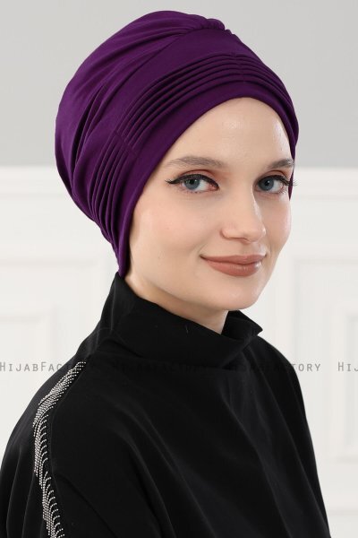 Linda - Turbante Di Cotone Viola - Ayse Turban