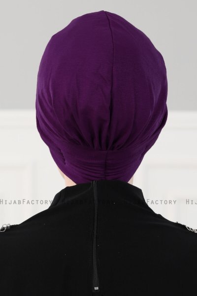 Linda - Turbante Di Cotone Viola - Ayse Turban