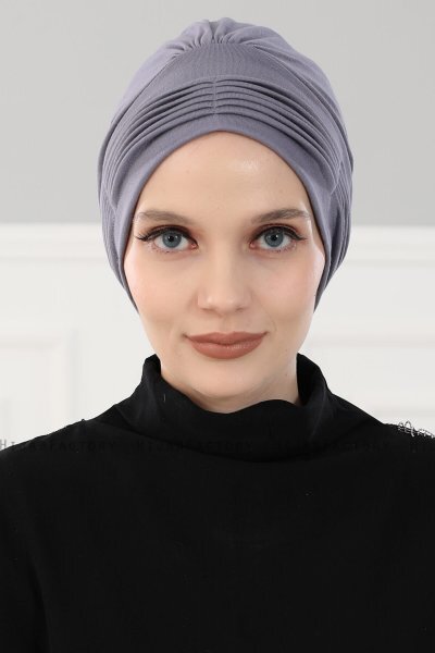 Linda - Turbante Di Cotone Grigio - Ayse Turban