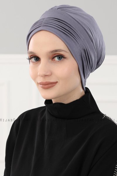 Linda - Turbante Di Cotone Grigio - Ayse Turban