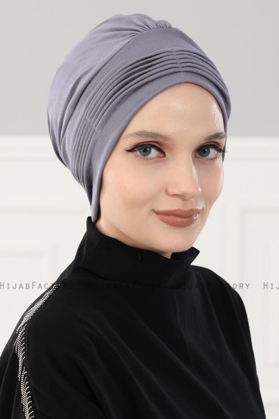 Linda - Turbante Di Cotone Grigio - Ayse Turban