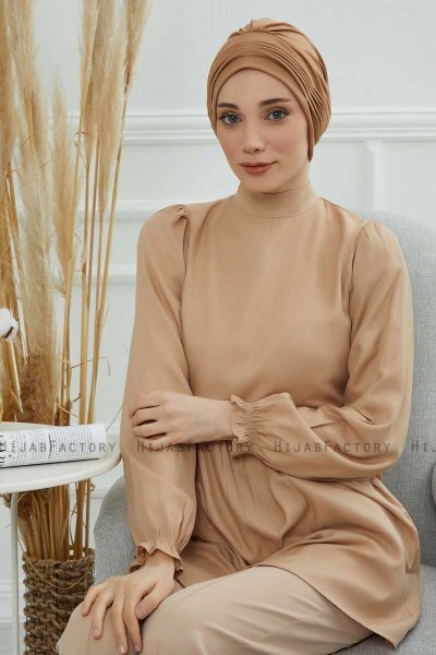 Linda - Turbante Di Cotone Marrone Chiaro