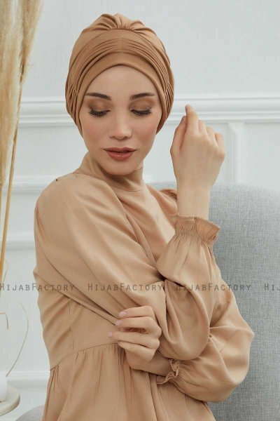 Linda - Turbante Di Cotone Marrone Chiaro