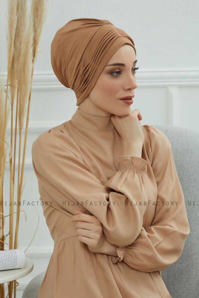 Linda - Turbante Di Cotone Marrone Chiaro