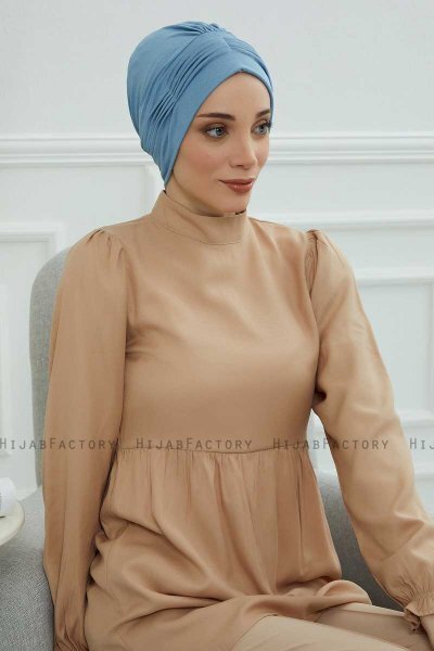 Linda - Turbante Di Cotone Sky Blue