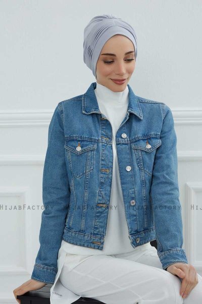 Linda - Turbante Di Cotone Grigio Chiaro