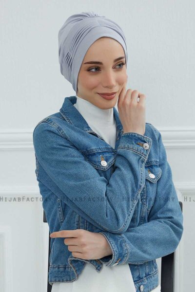 Linda - Turbante Di Cotone Grigio Chiaro