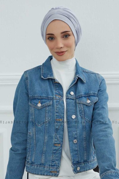 Linda - Turbante Di Cotone Grigio Chiaro