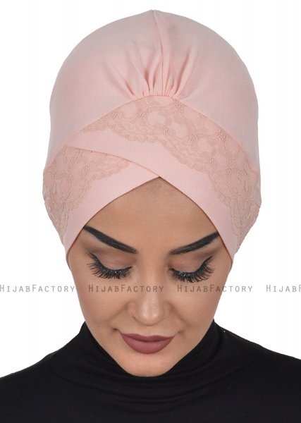 Molly - Turbante Pizzo Di Cotone Rosa Antico