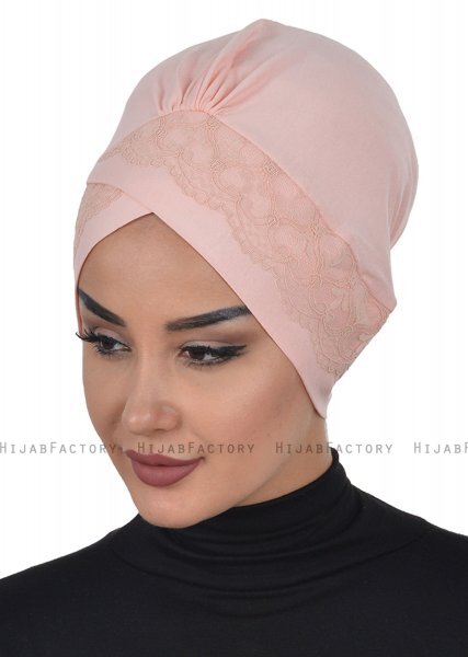 Molly - Turbante Pizzo Di Cotone Rosa Antico