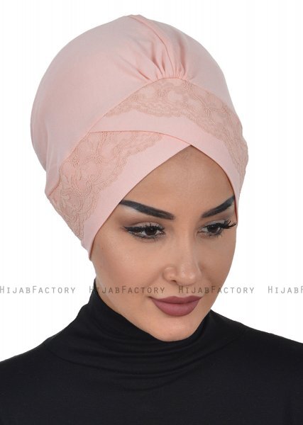 Molly - Turbante Pizzo Di Cotone Rosa Antico