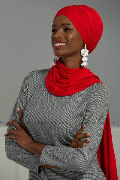 Rebecca - Turbante Di Cotone Rosso - Ayse Turban