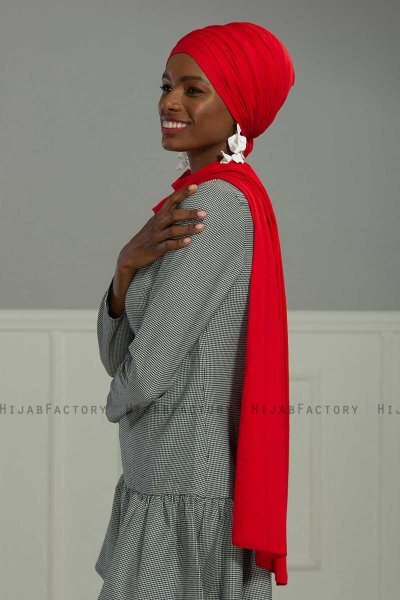 Rebecca - Turbante Di Cotone Rosso - Ayse Turban