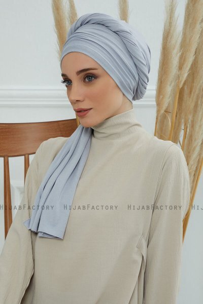 Rebecca - Turbante Di Cotone Grigio Chiaro