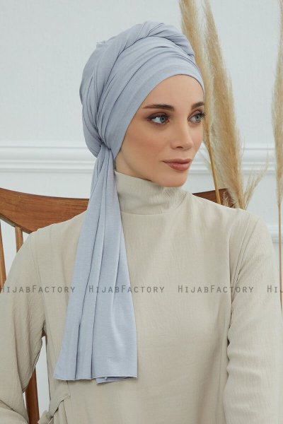 Rebecca - Turbante Di Cotone Grigio Chiaro