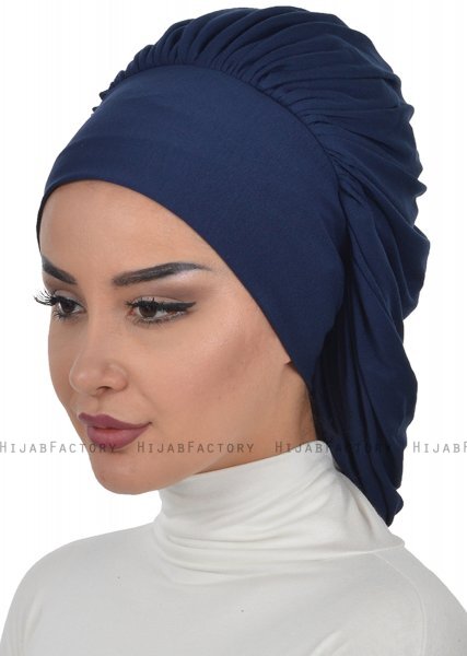 Isabella - Turbante Di Cotone Blu Navy - Ayse Turban