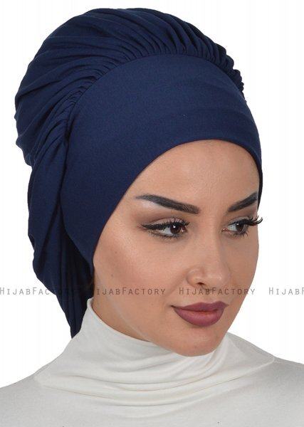 Isabella - Turbante Di Cotone Blu Navy - Ayse Turban