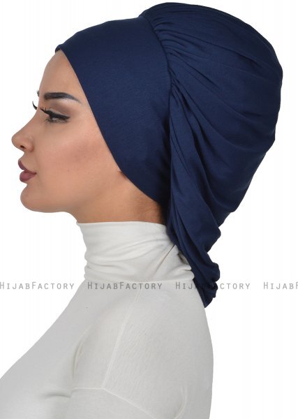 Isabella - Turbante Di Cotone Blu Navy - Ayse Turban
