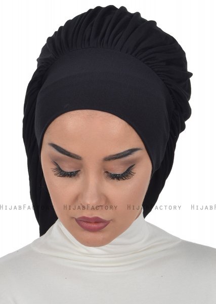 Isabella - Turbante Di Cotone Nero - Ayse Turban