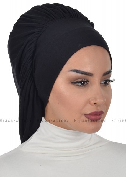 Isabella - Turbante Di Cotone Nero - Ayse Turban