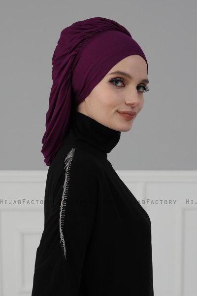Isabella - Turbante Di Cotone Viola - Ayse Turban
