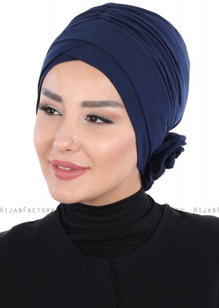 Elisabeth - Turbante Di Cotone Blu Navy