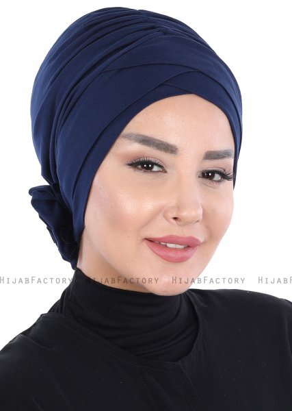 Elisabeth - Turbante Di Cotone Blu Navy