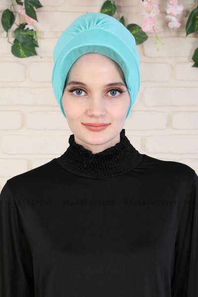 Sandra - Turbante Di Cotone Turchese - Ayse Turban
