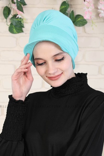 Sandra - Turbante Di Cotone Turchese - Ayse Turban