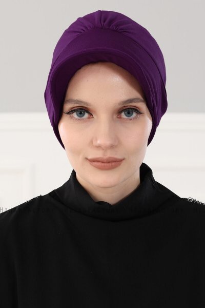 Sandra - Turbante Di Cotone Viola - Ayse Turban