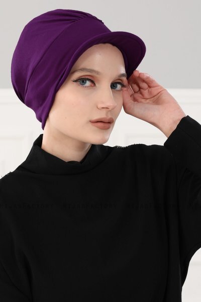 Sandra - Turbante Di Cotone Viola - Ayse Turban