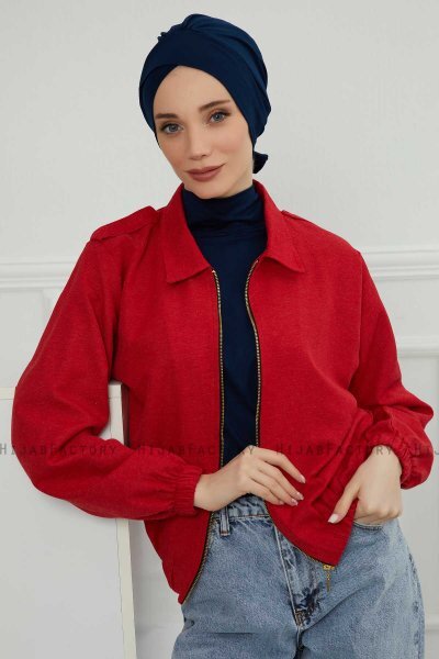 Ellie - Turbante Di Cotone Blu Navy