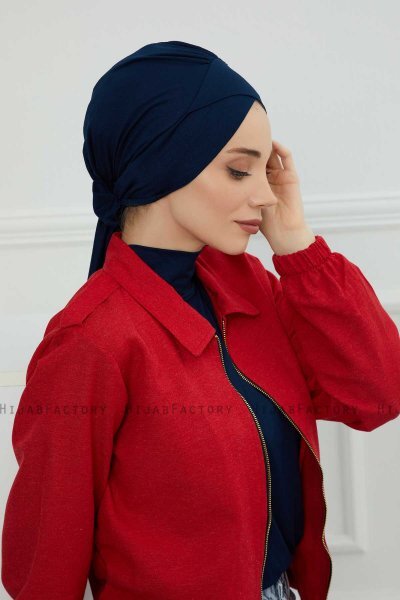 Ellie - Turbante Di Cotone Blu Navy